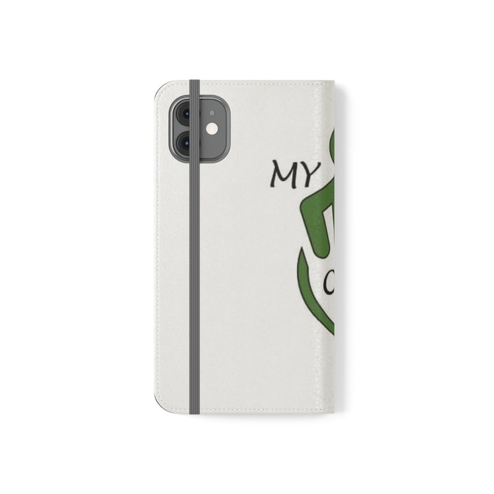 Closed phone case with company logo white color plus logo colors