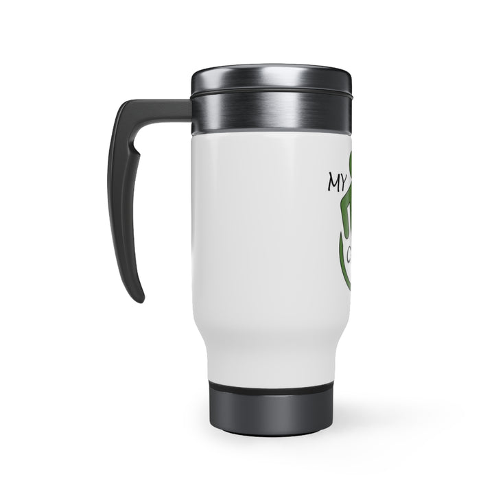 Taza de viaje de acero inoxidable con asa, 14 oz