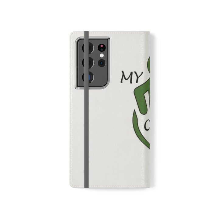 Closed phone case with company logo white color plus logo colors