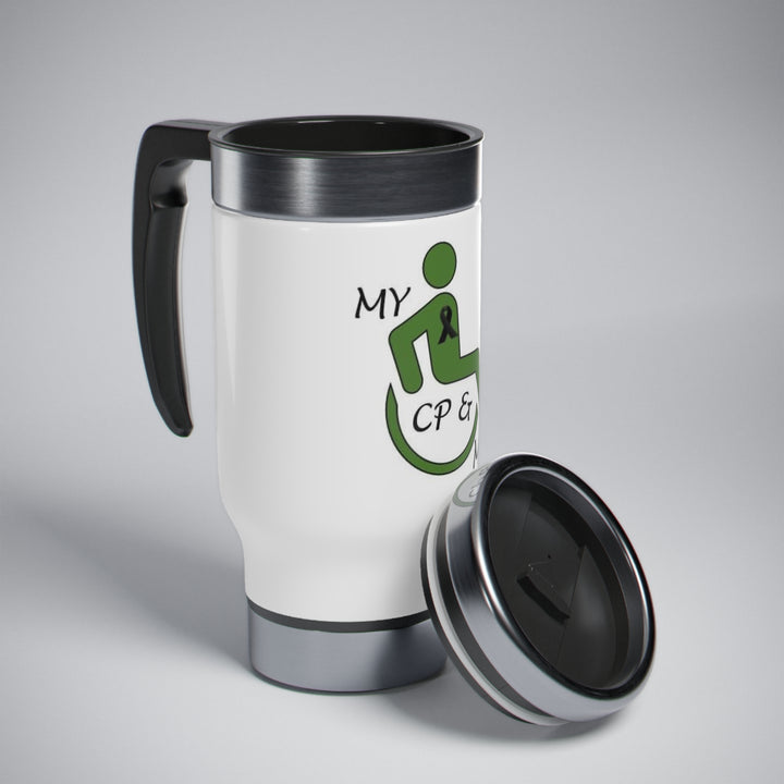 Taza de viaje de acero inoxidable con asa, 14 oz