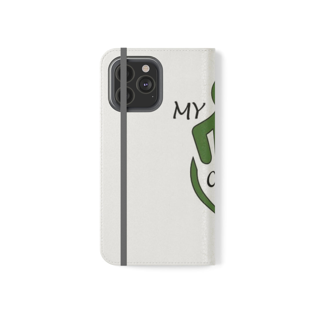 Closed phone case with company logo white color plus logo colors