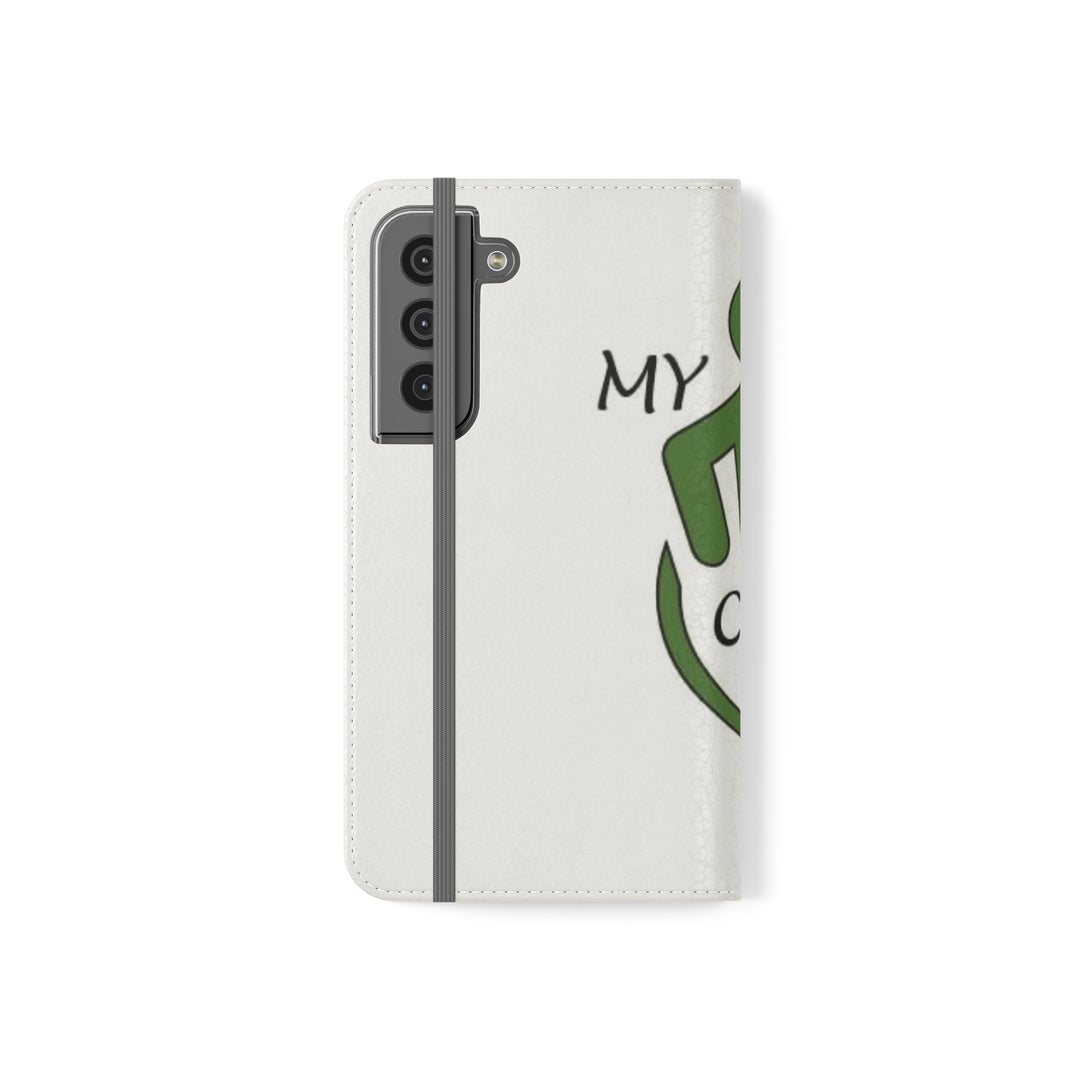 White phone case with company logo 