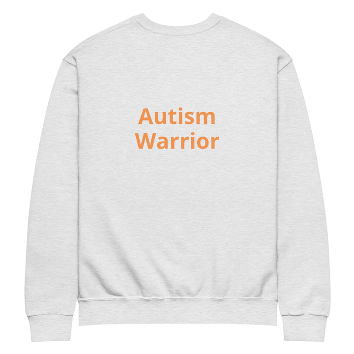 Ash crew neck no hood orange writing “Autism Warrior”