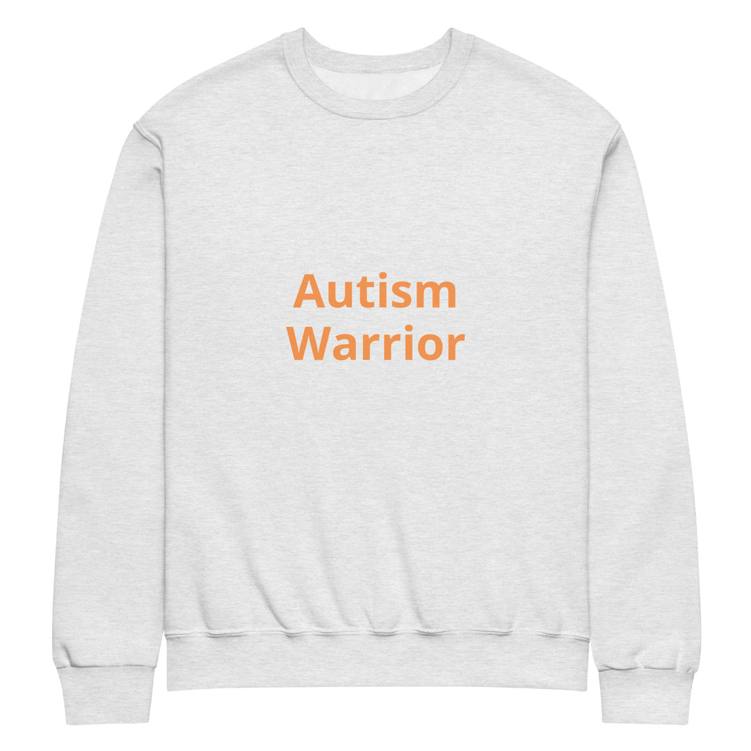 Ash crew neck no hood orange writing “Autism Warrior”