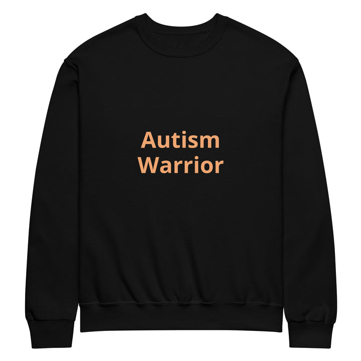 Black crew neck no hood orange writing “Autism Warrior”