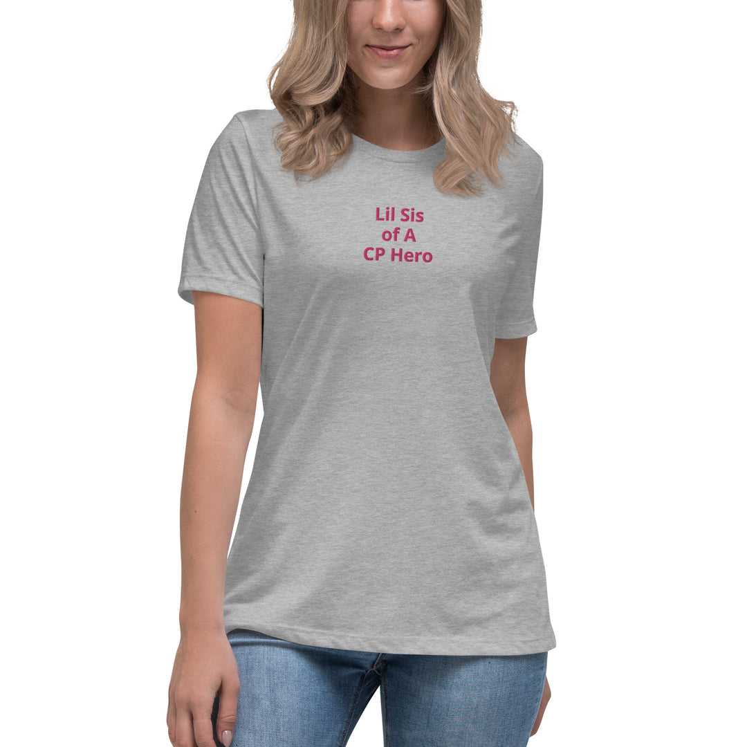 Lil Sis of A CP Hero - Camiseta holgada para mujer, color rosa