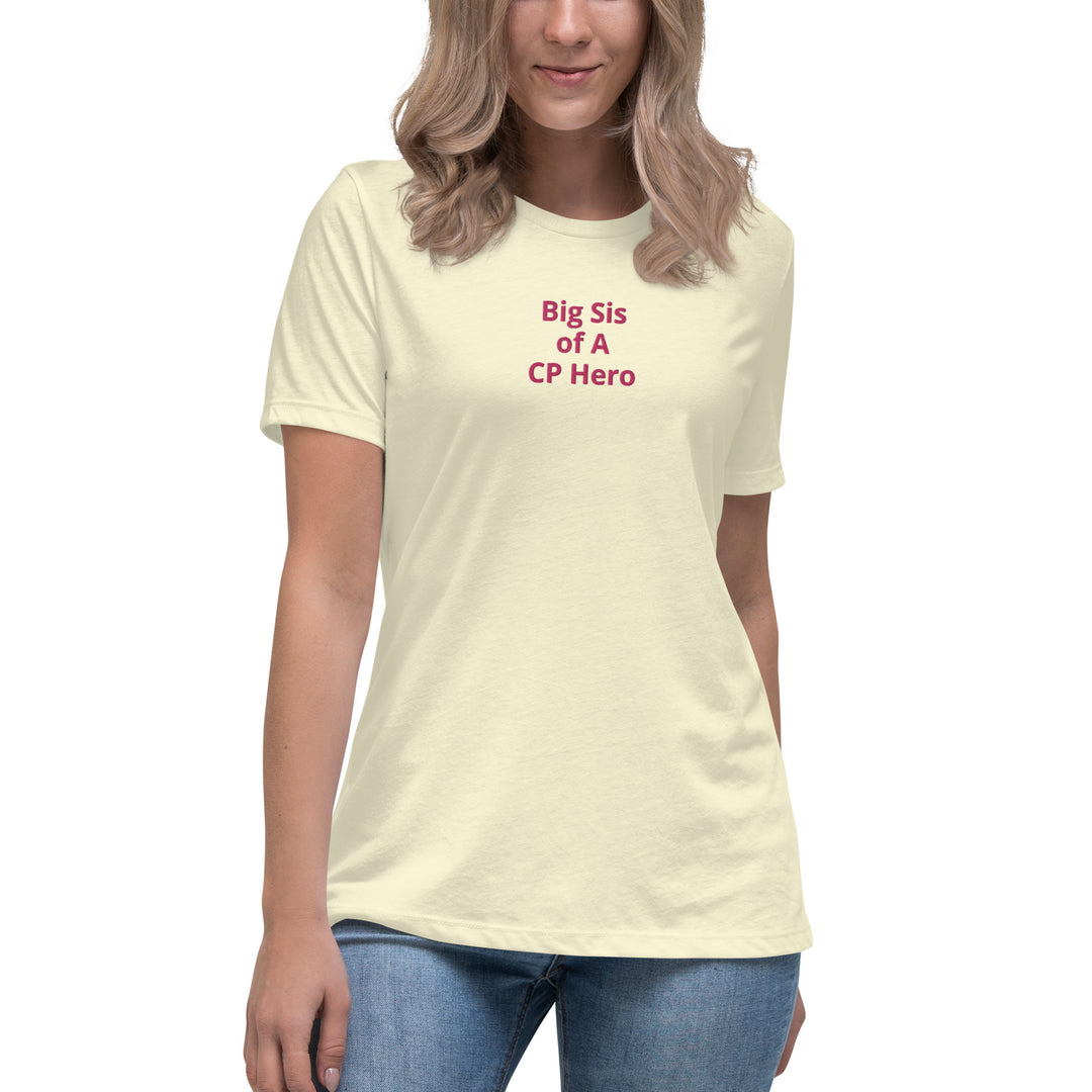 Big Sis of A CP Hero Damen-T-Shirt, leger, rosa