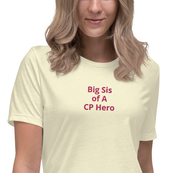 Big Sis of A CP Hero Damen-T-Shirt, leger, rosa