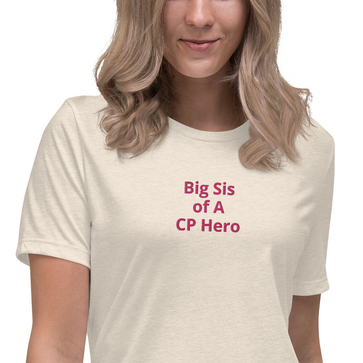 Big Sis of A CP Hero Damen-T-Shirt, leger, rosa