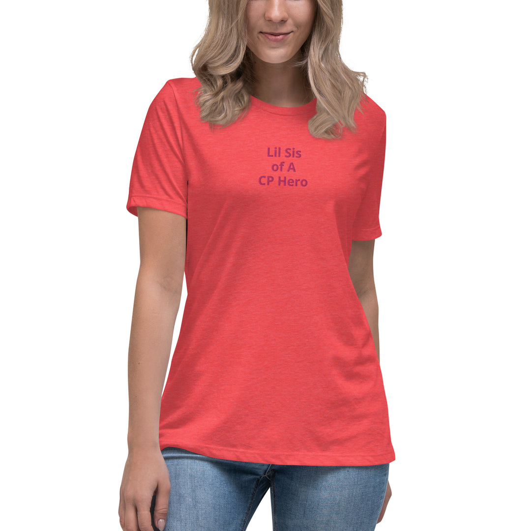 Lil Sis of A CP Hero Women's Relaxed T-Shirt Pink - The My CP & Me Store