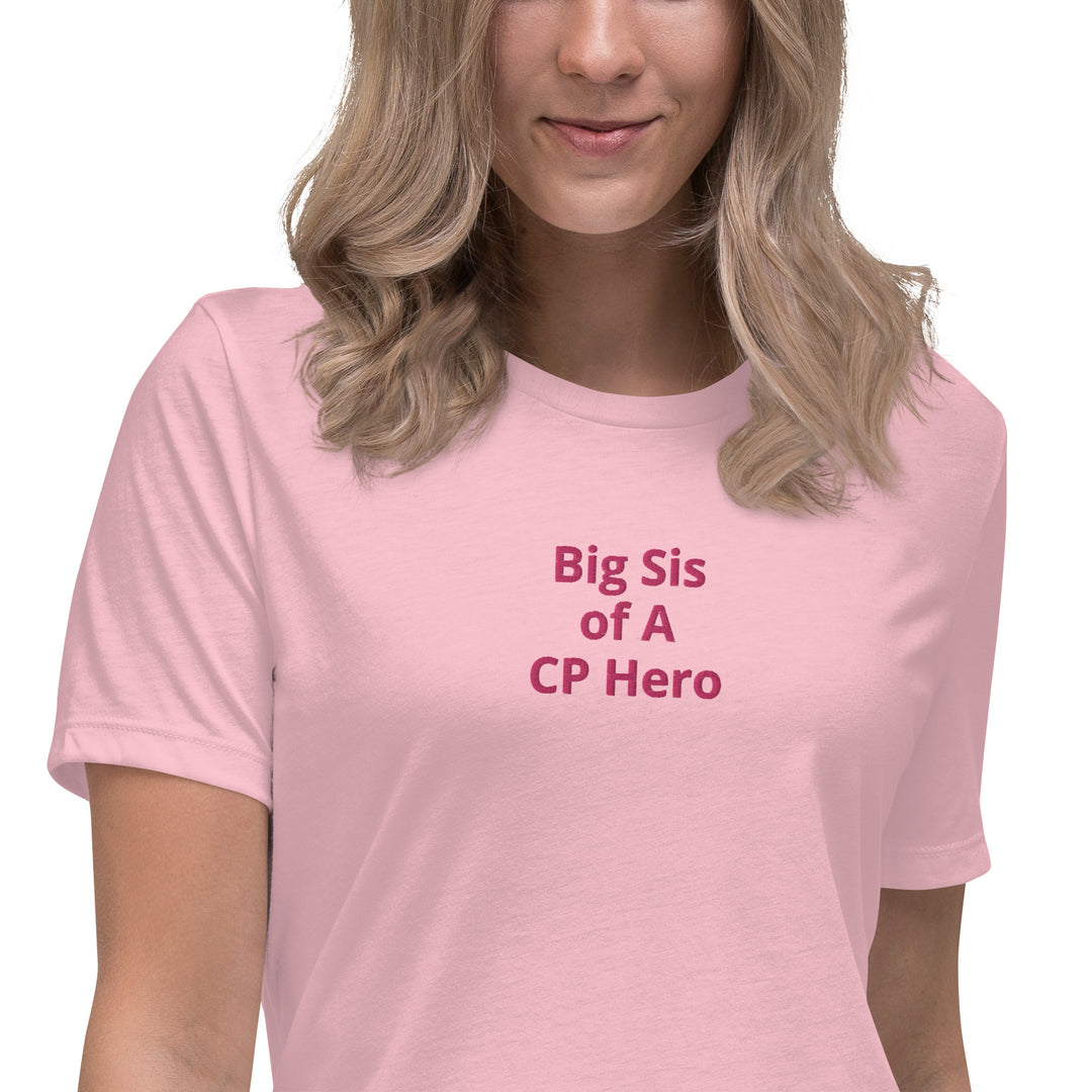 Big Sis of A CP Hero Damen-T-Shirt, leger, rosa