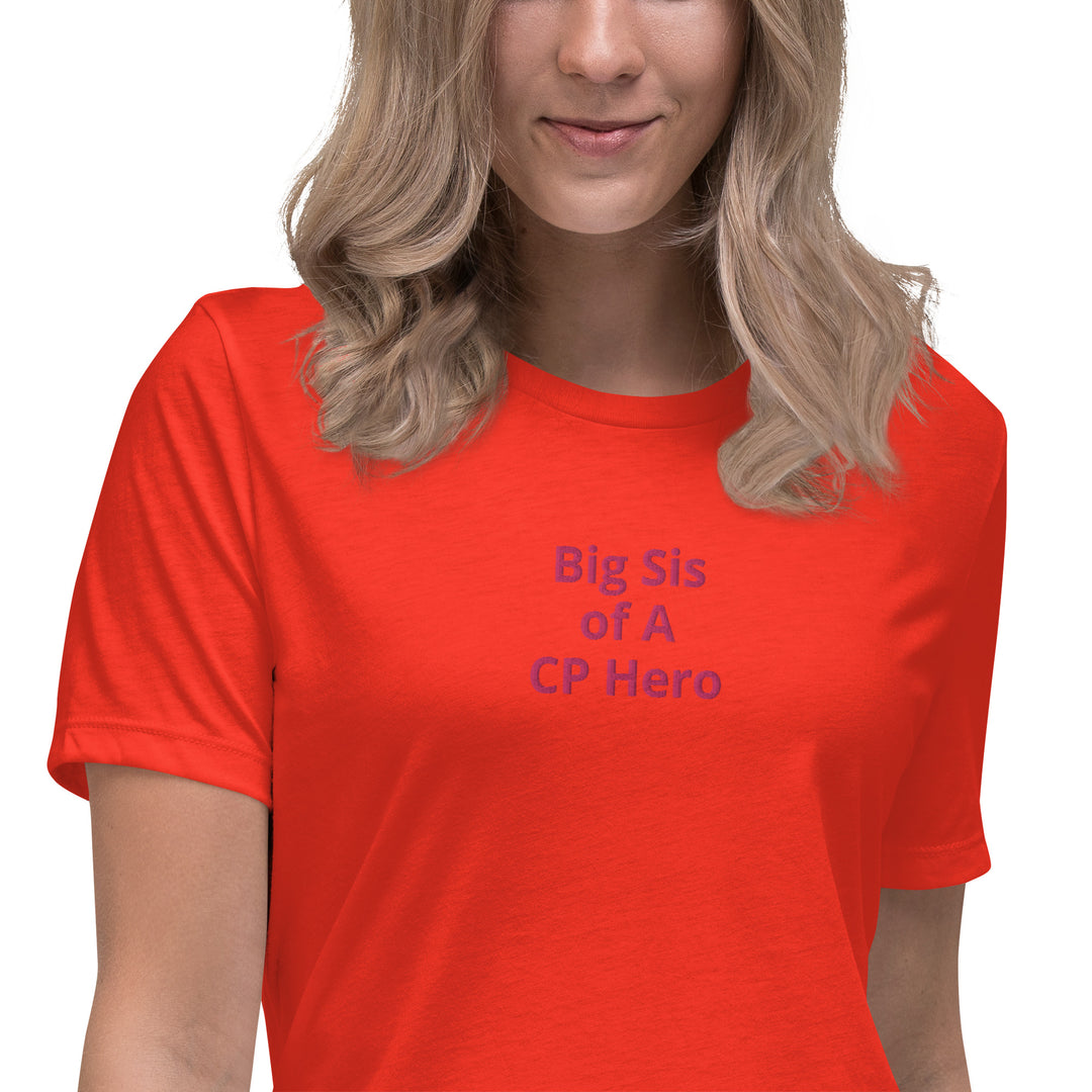 Big Sis of A CP Hero Women's Relaxed T-Shirt Pink - The My CP & Me Store