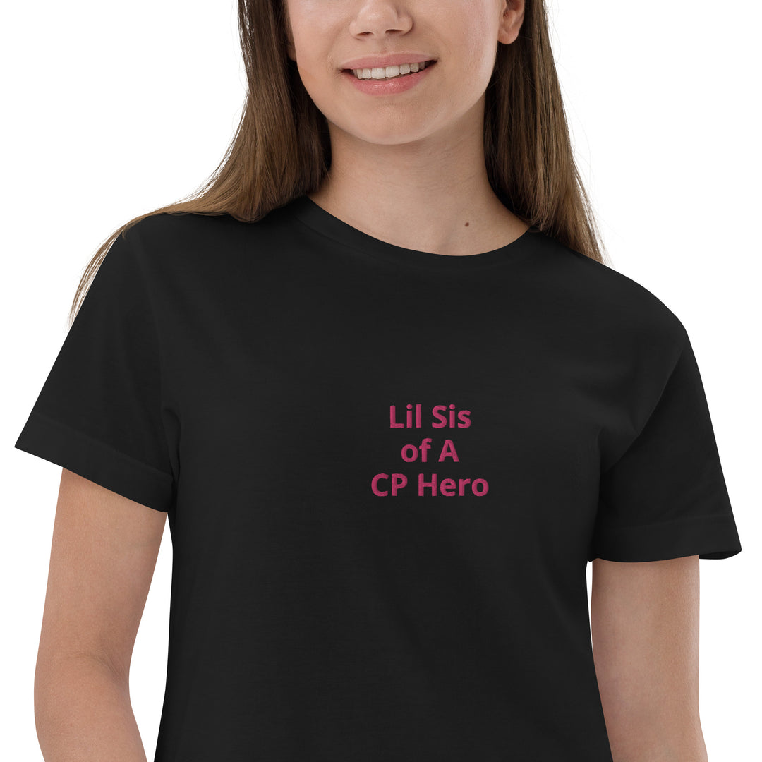 Lil Sis of A CP Hero Youth jersey t-shirt Pink - The My CP & Me Store