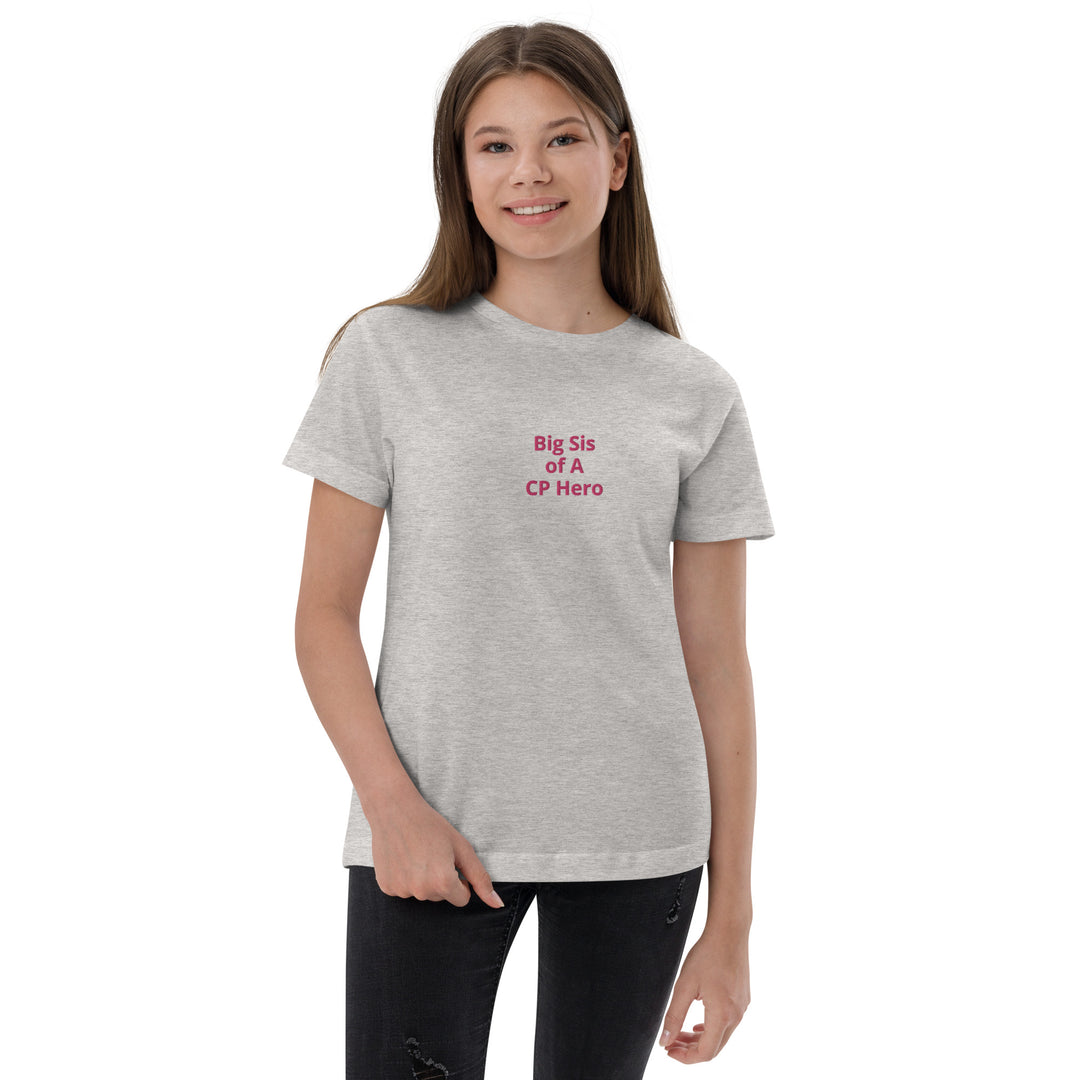 Big Sis of A CP Hero Youth jersey t-shirt Pink - The My CP & Me Store