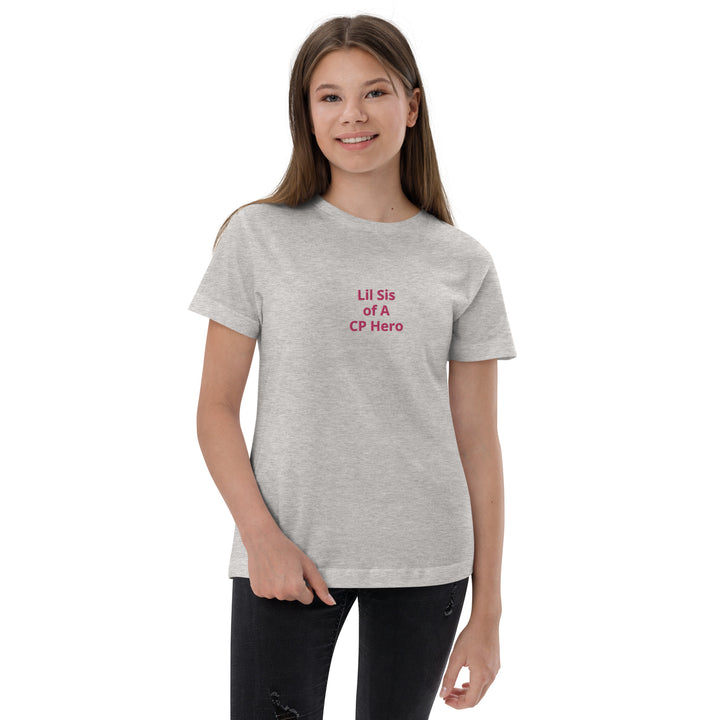 Lil Sis of A CP Hero Youth jersey t-shirt Pink - The My CP & Me Store