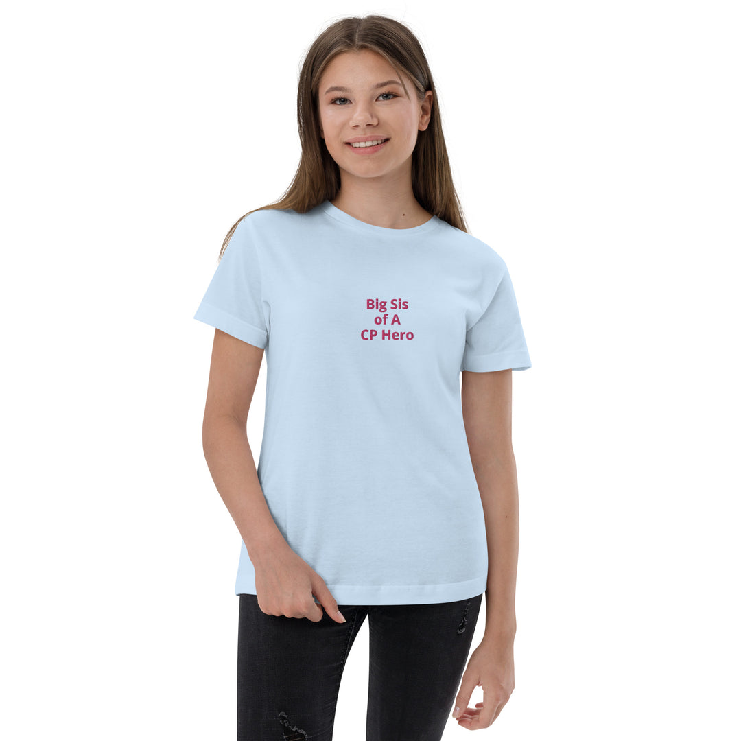 Big Sis of A CP Hero Youth jersey t-shirt Pink - The My CP & Me Store