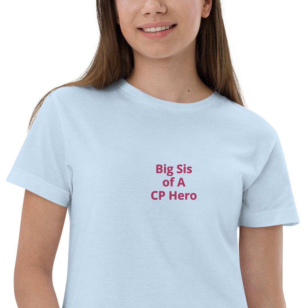 Big Sis of A CP Hero Youth jersey t-shirt Pink - The My CP & Me Store